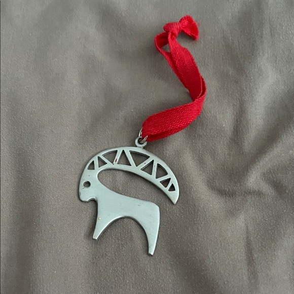 Other - Silver Animal Ornament with Red Ribbon
